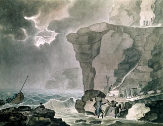 Desembarco de los conspiradores en el asunto Cadoudal en el acantilado de Biville cerca de Dieppe, 16 de enero de 1804