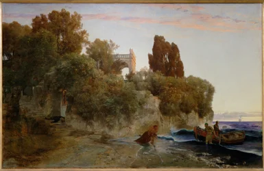Un castillo a orillas del mar ... (pintura sobre lienzo)