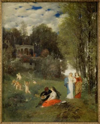 Ideale Fruehlingslandschaft - Paisaje ideal de primavera ... (pintura sobre lienzo)