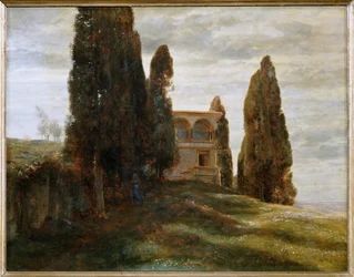 Italienische Villa im Fruehling - Villa italiana en primavera ... (pintura sobre lienzo)