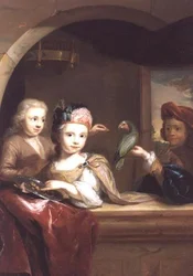 Tres Niños con un Loro