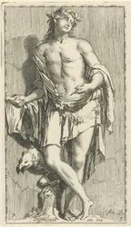 Personificación de la poesía Digtkonst (título en el objeto) Cuarenta y una piezas, varias estatuas de Sinne (título de la serie)