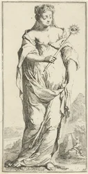 Personificación de la modestia Virtud (título sobre el objeto) Cuarenta y una piezas, varias estatuas de Sinne (título de la serie)