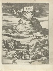 Erupción volcánica Aetna (título sobre el objeto)