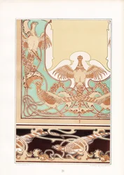 Bordes ornamentales Art Nouveau con motivos de pájaros (litografía)