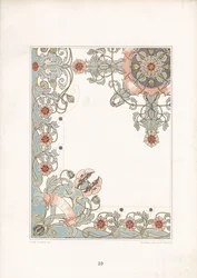 Ornamento Art Nouveau con borde de amapola (litografía)