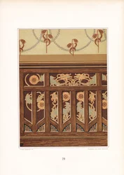 Revestimiento de madera Art Nouveau con incrustaciones florales (litografía)