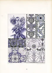 Ornamento aciano Estudios en tonos azules (litografía)