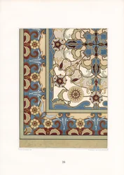 Moqueta multicolor con flores estilizadas (litografía)