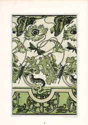 Adorno de amapola con motivos de insectos (litografía)
