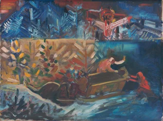 Carrying the sick, c.1940 (óleo sobre lienzo)