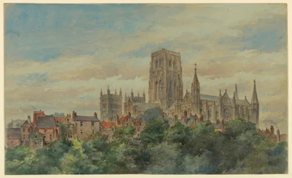 Dibujo, Vista de la catedral de Durham, 1883