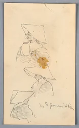 Tres Bocetos de una Monja con Sombrero