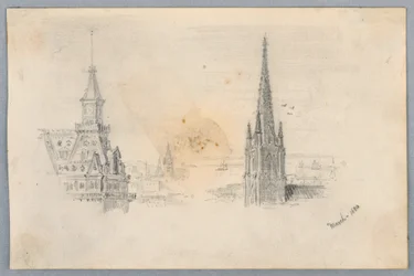 Dos bocetos de campanarios