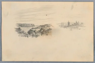 Dos vistas, paisaje y horizonte de la ciudad