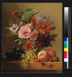 Maceta de flores y frutas, antes de 1844