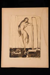 Desnudo femenino (técnica mixta sobre papel)