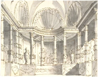 Interior con columnas