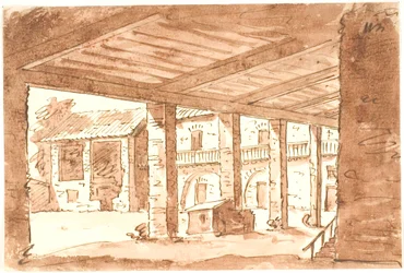 Patio italiano con arcada