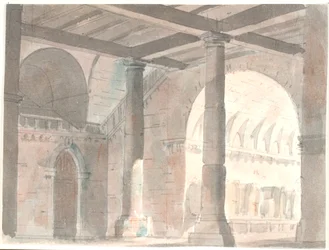 Habitación con bóvedas y columnas