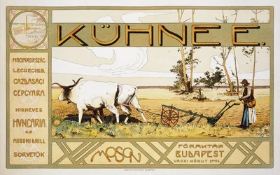 Reproducción de un cartel publicitario de Kuhnee Agricultural Manufacturers, 1899