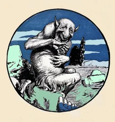 El dios Pan, mitad cabra mitad hombre. Ilustración de Arpad Schmidhammer para Jugend