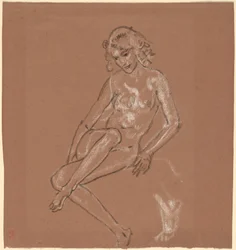 Desnudo sentado y un pie