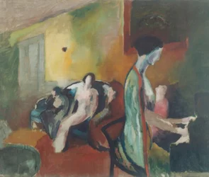 Interior con mujer al piano