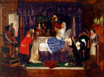 Escena de lecho de muerte (óleo sobre lienzo)