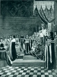 Enrique VI abriendo el parlamento con su madre