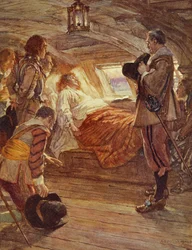 La muerte del almirante Blake (1599-1657), ilustración de Drakes Drum and Other Songs of the Sea de Henry Newbolt (1862-1938)