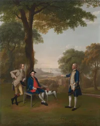 Arthur Holdsworth conversando con Thomas Taylor y el Capitán Stancombe junto al río Dart