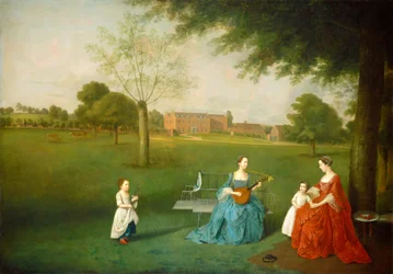 Miembros de la familia Maynard en el parque de Waltons, c.1755-1762 (óleo sobre lienzo)