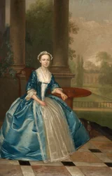 Retrato de una mujer en azul claro