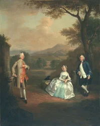 Sir George Lyttelton, Bart., con el Tte. Coronel Richard Lyttelton y Rachel, Duquesa de Bridgewater, 1748