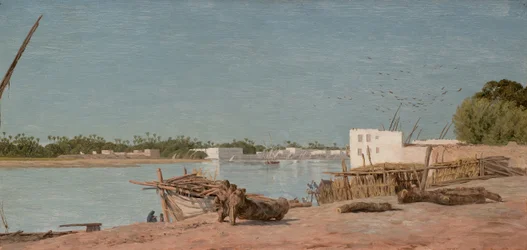 Vista del Nilo, cerca de El Cairo (óleo sobre tabla)