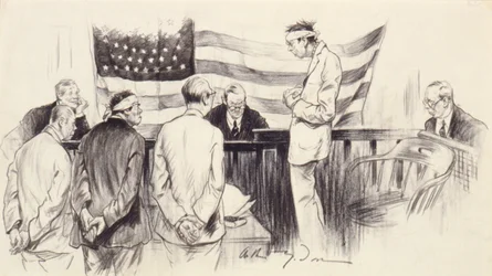 La escena de la sala del tribunal