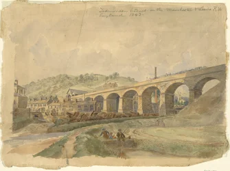 Viaducto de Todmorden en el ferrocarril de Manchester y Leeds, Inglaterra 1843