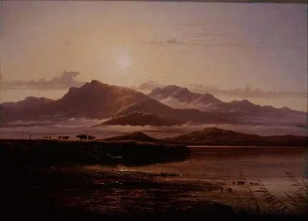 Mañana en la orilla de un lago