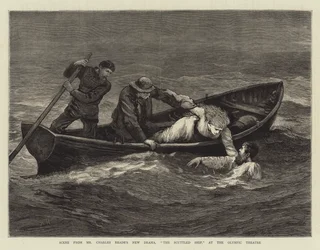 Escena del nuevo drama del Sr. Charles Reade, El barco hundido, en el Teatro Olímpico