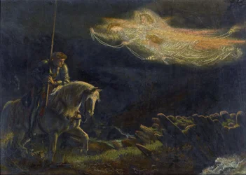 Sir Galahad. La Quete du Saint Graal Sir Galahad. La búsqueda del Santo Grial par Arthur Hughes (1832-1915) - Óleo sobre madera, 30,5x43 - Colección privada