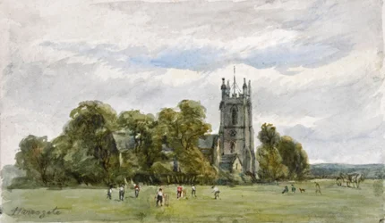 Cricket on the Stray, in front of Christ Church, High Harrogate (acuarela)