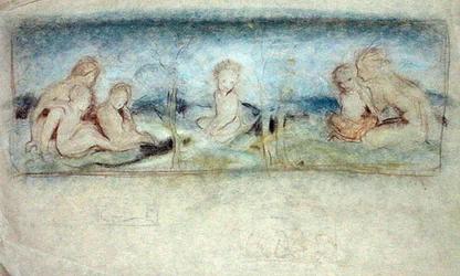Un niño entre hadas, estudio para una pintura al óleo