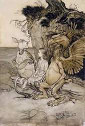 Alicia y la Falsa Tortuga, Ilustración de Las Aventuras de Alicia en el País de las Maravillas, 1907