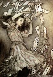 Las aventuras de Alicia en el país de las maravillas (Alicia a través del espejo), de Lewis Carroll, ilustración de Arthur Rackham en 1907.