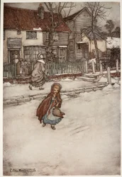 Ciertos fabricantes de galletas han llegado a imprimir su imagen en sus pasteles de año nuevo:, de Rip Van Winkle de Washington Irving, pub. 1910
