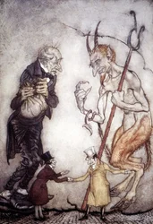 Cuento de Navidad de Charles Dickens (1812-1872), ilustración de Arthur Rackham (1867-1939)
