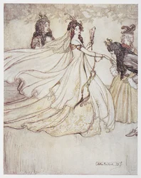 Cenicienta (Ashenputtel) con vestido de baile.