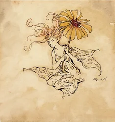 Hada Margarita, Ilustración de Peter Pan en los Jardines de Kensington, por J.M. Barrie, publicado en 1912