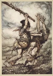 Fafner mata a Fasolt, ilustración de 